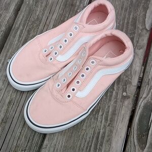 Vans Kids Blush Pink and White Sneakers